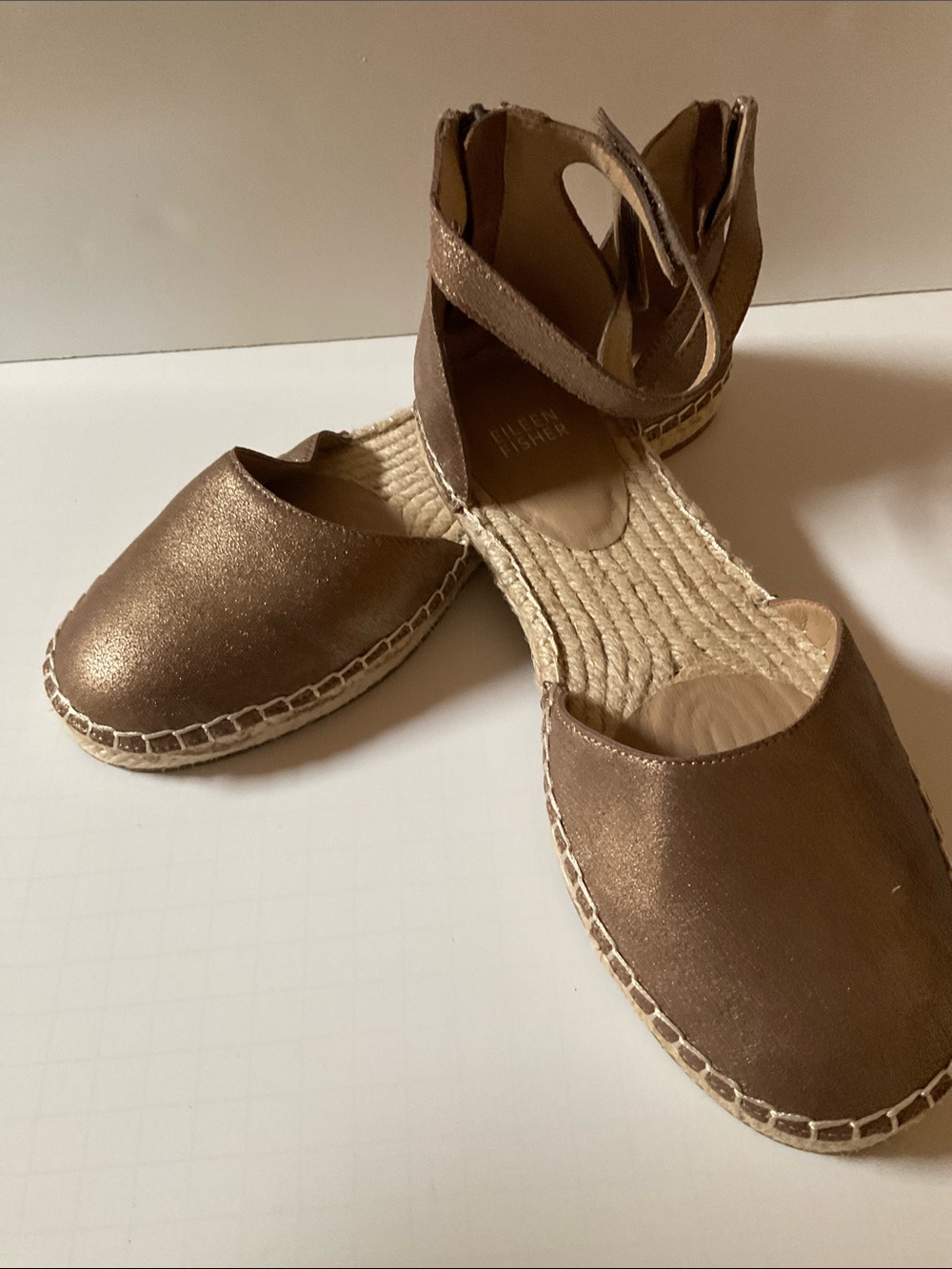 Metallic Brown Espadrille Wedge Sandals